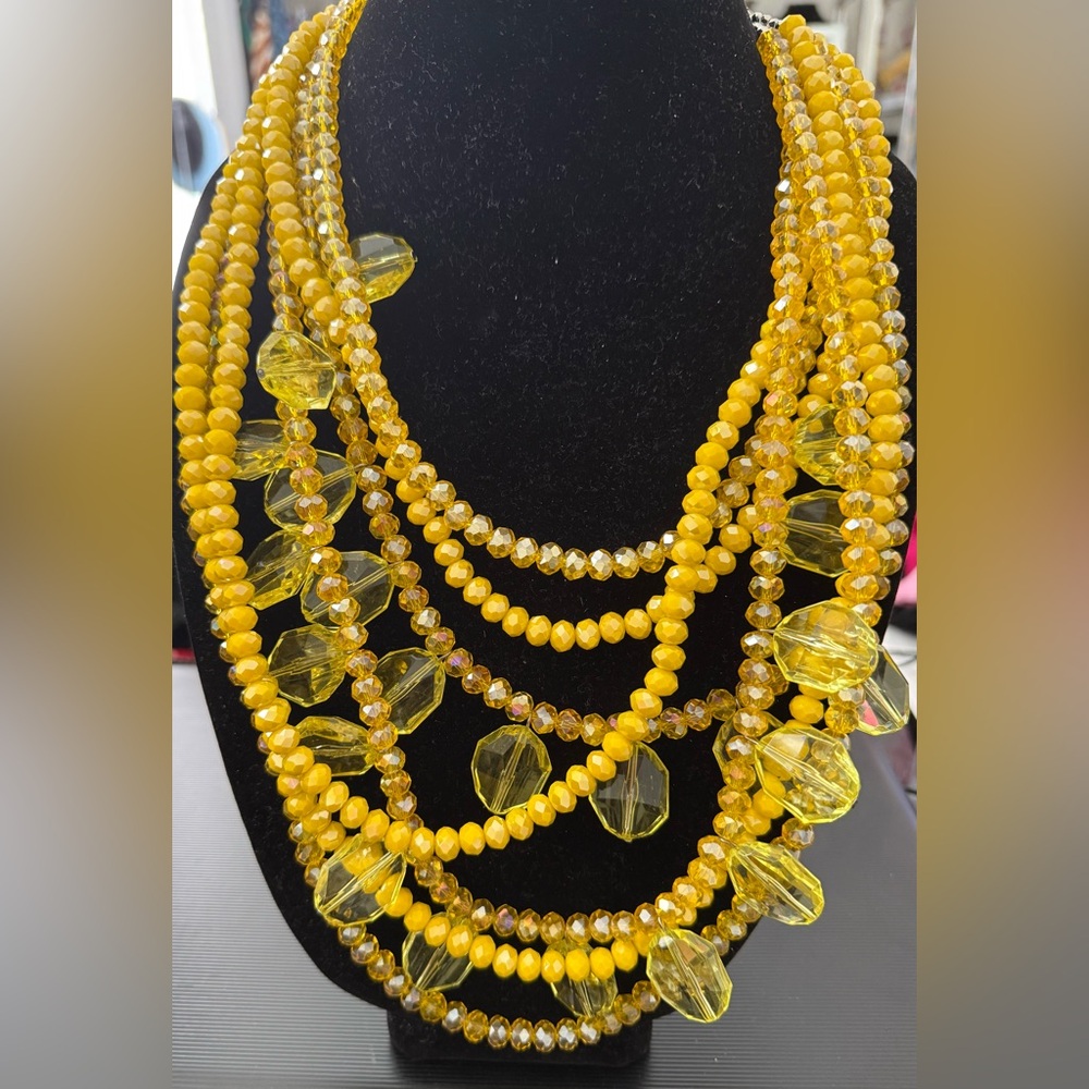 Sassy Jones Vibrant Yellow Multi-Strand Necklace